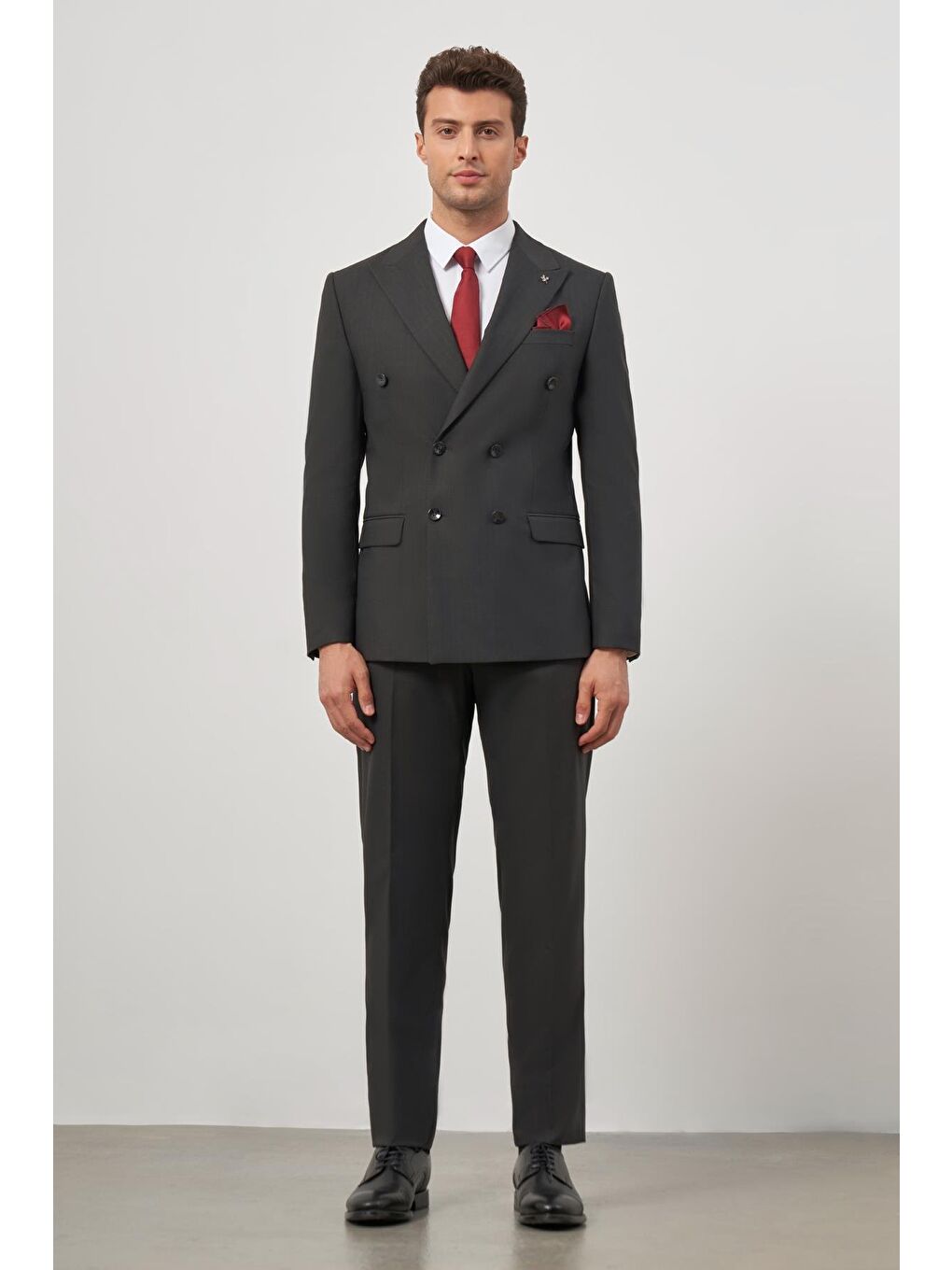 Siyah Kılıç Yaka Kruvaze 6 Drop Slim Fit Classic Takım Elbise 1001245157-3