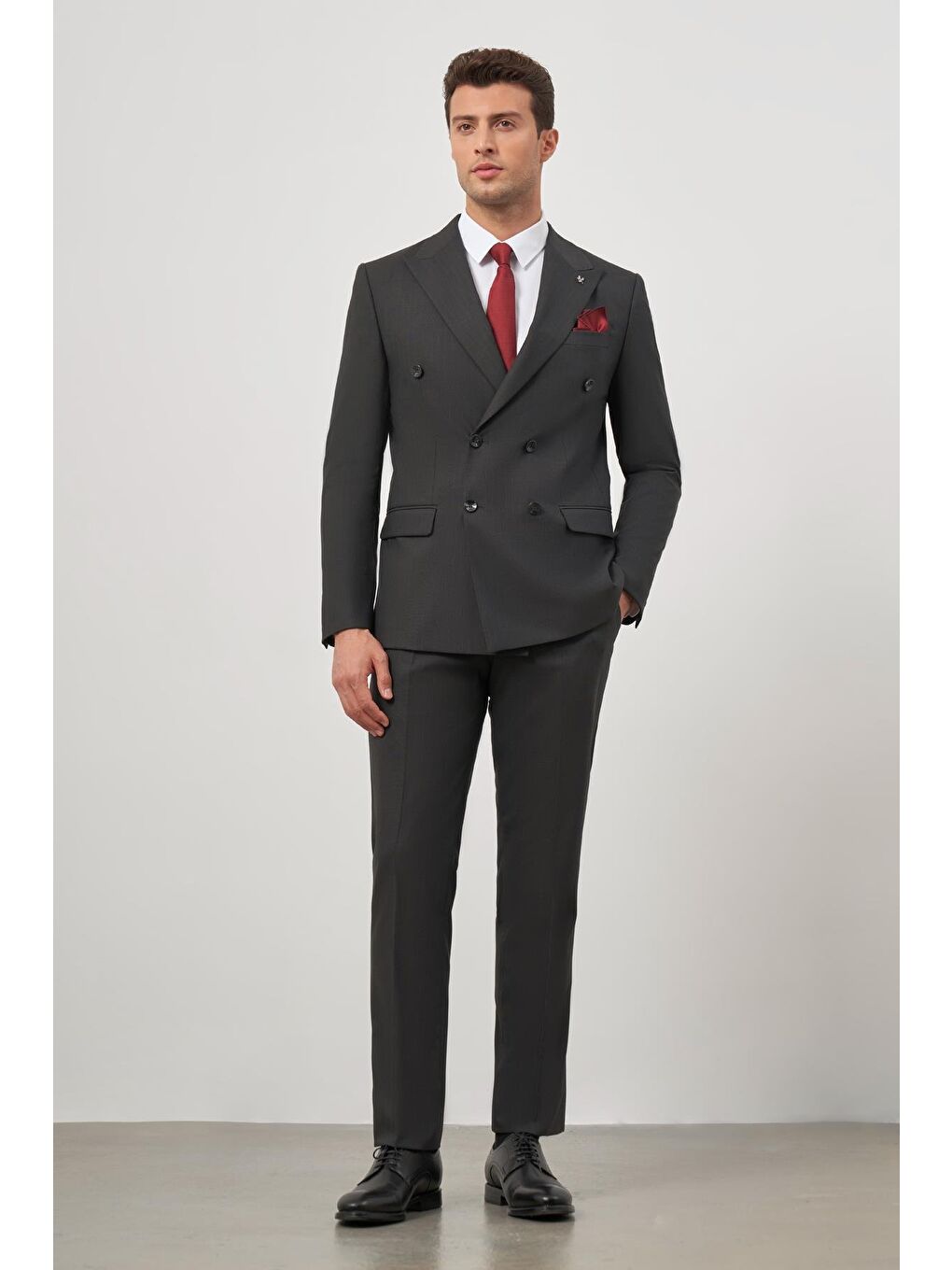 Siyah Kılıç Yaka Kruvaze 6 Drop Slim Fit Classic Takım Elbise 1001245157-4