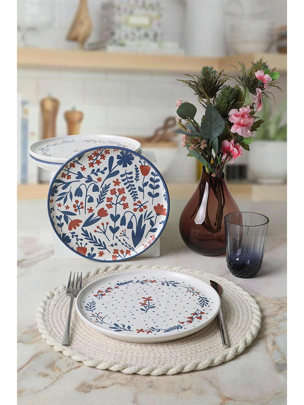 Karışık Dot & Bloom Nordic Pasta Tabağı 22 Cm 4 Adet-2