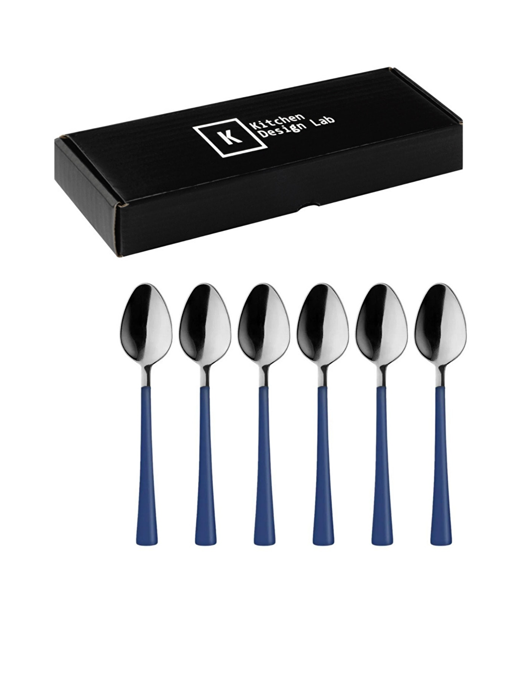 Gri Gümüş Mavi Çay ve Kahve Kaşığı 6 Adet-1