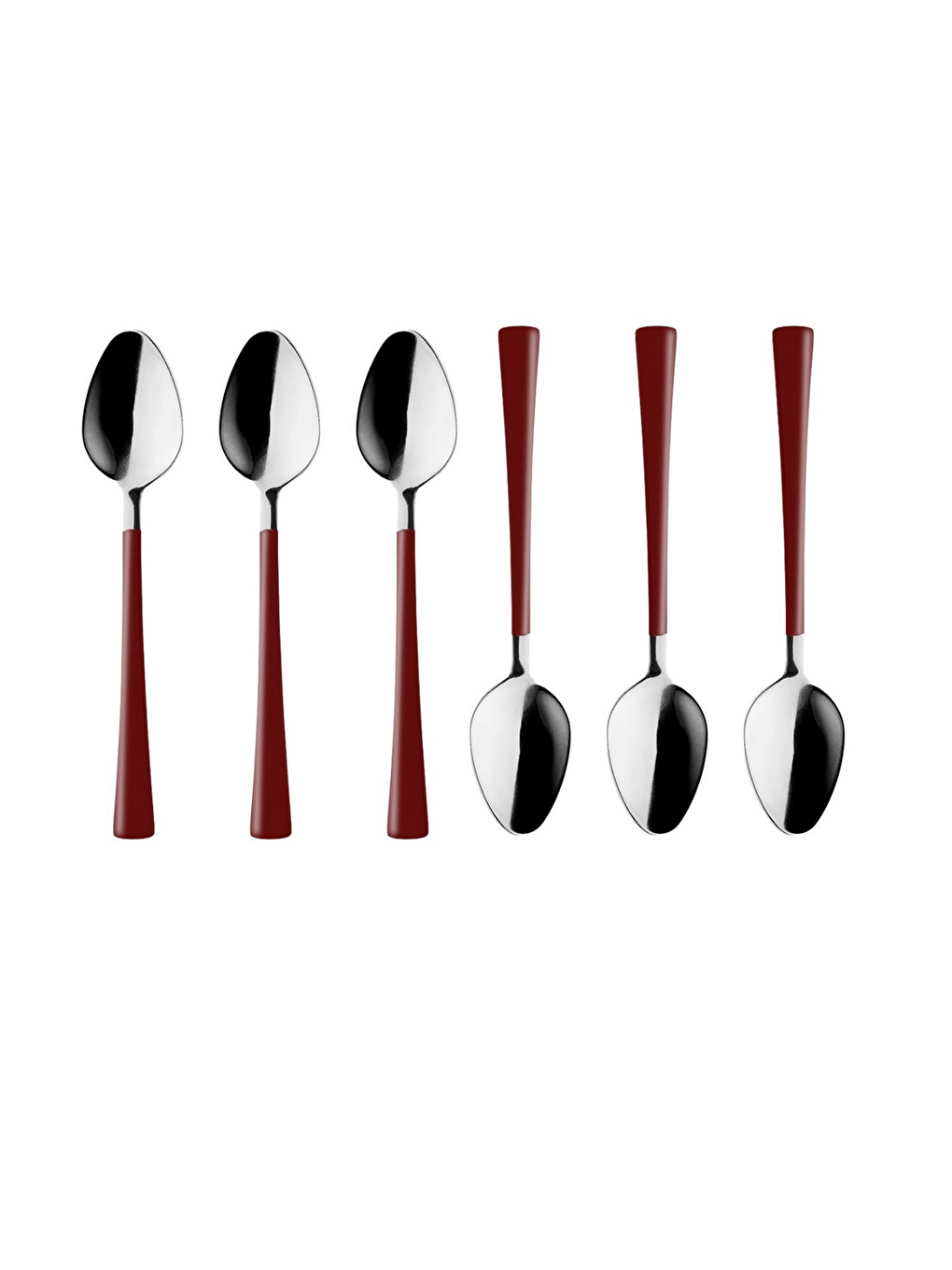 Gri Gümüş Bordo Çay ve Kahve Kaşığı 6 Adet-1