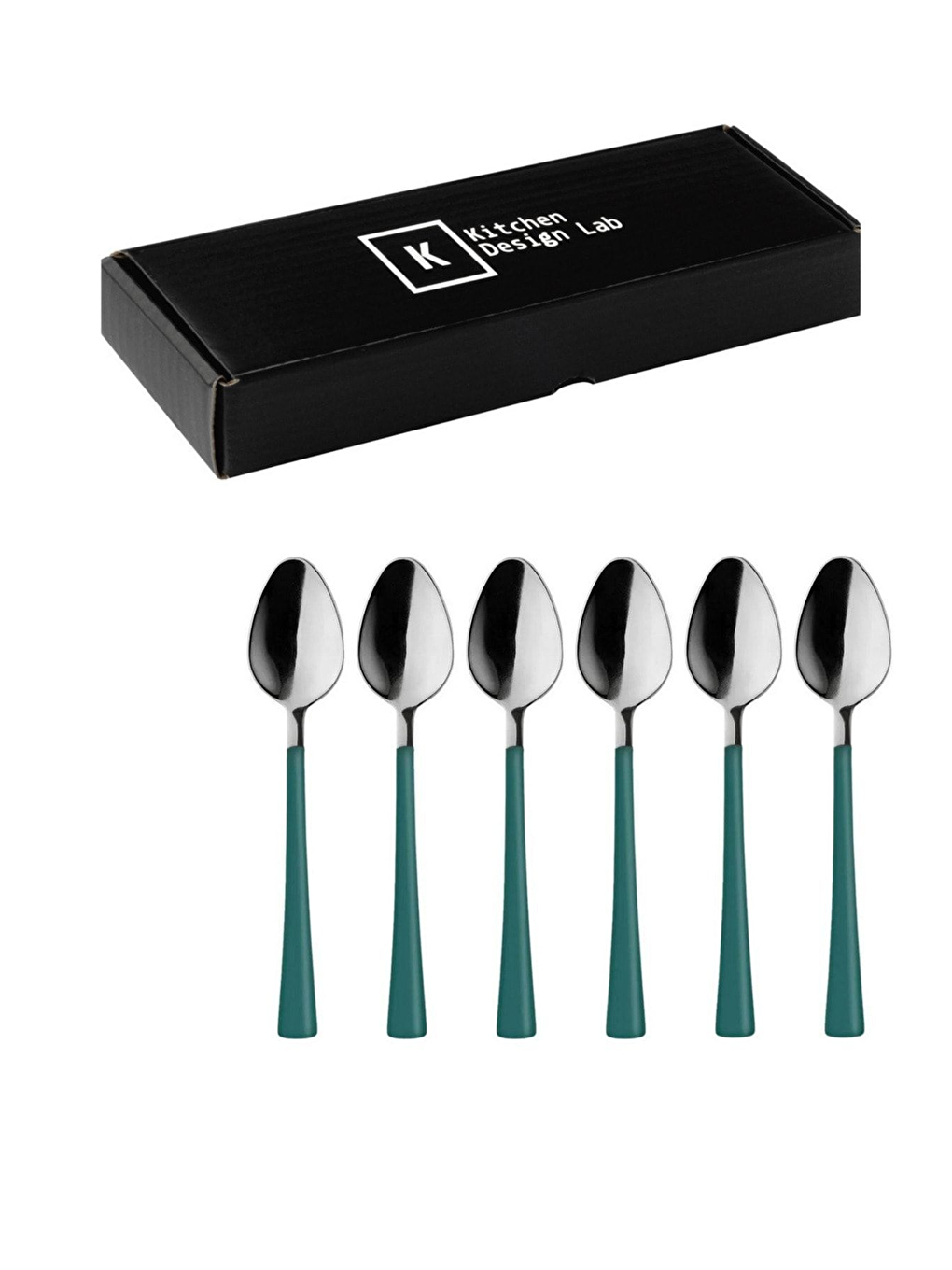 Gri Gümüş Yeşil Çay ve Kahve Kaşığı 6 Adet-1