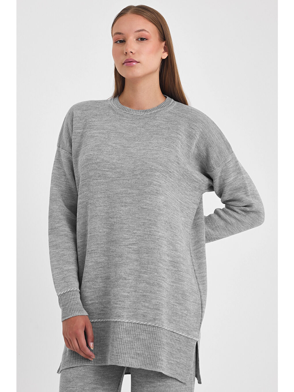 Gri Kadın Triko Takım 3085-1