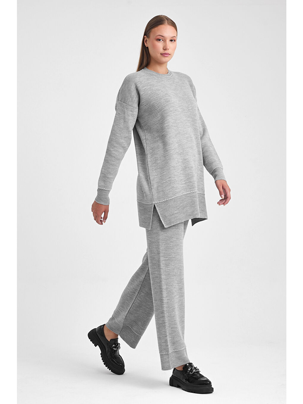 Gri Kadın Triko Takım 3085-4