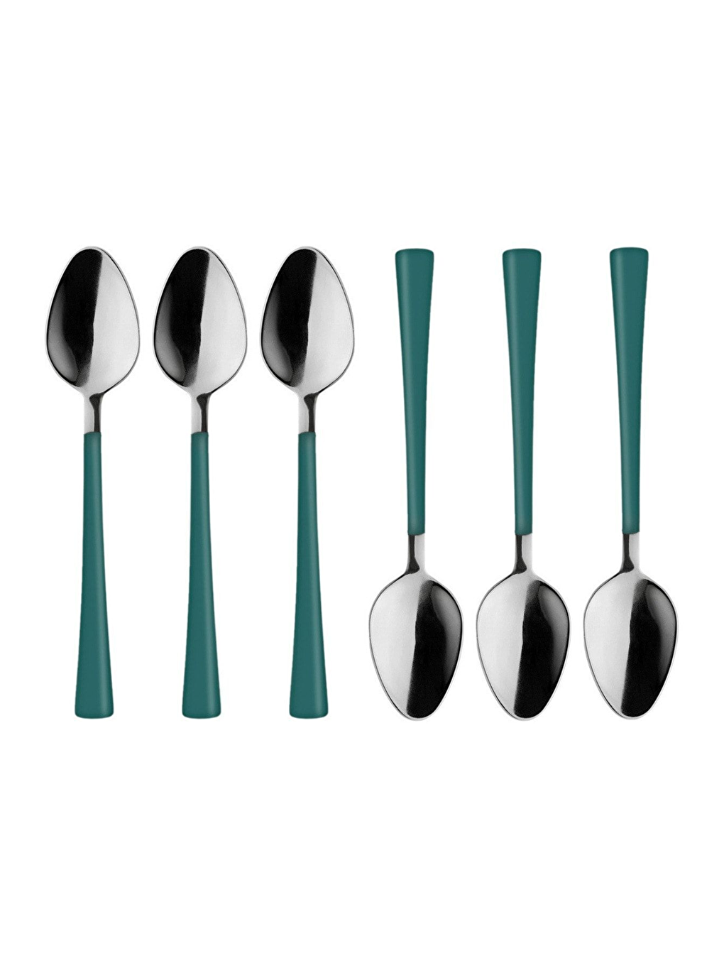Gri Gümüş Yeşil Çay ve Kahve Kaşığı 6 Adet-2