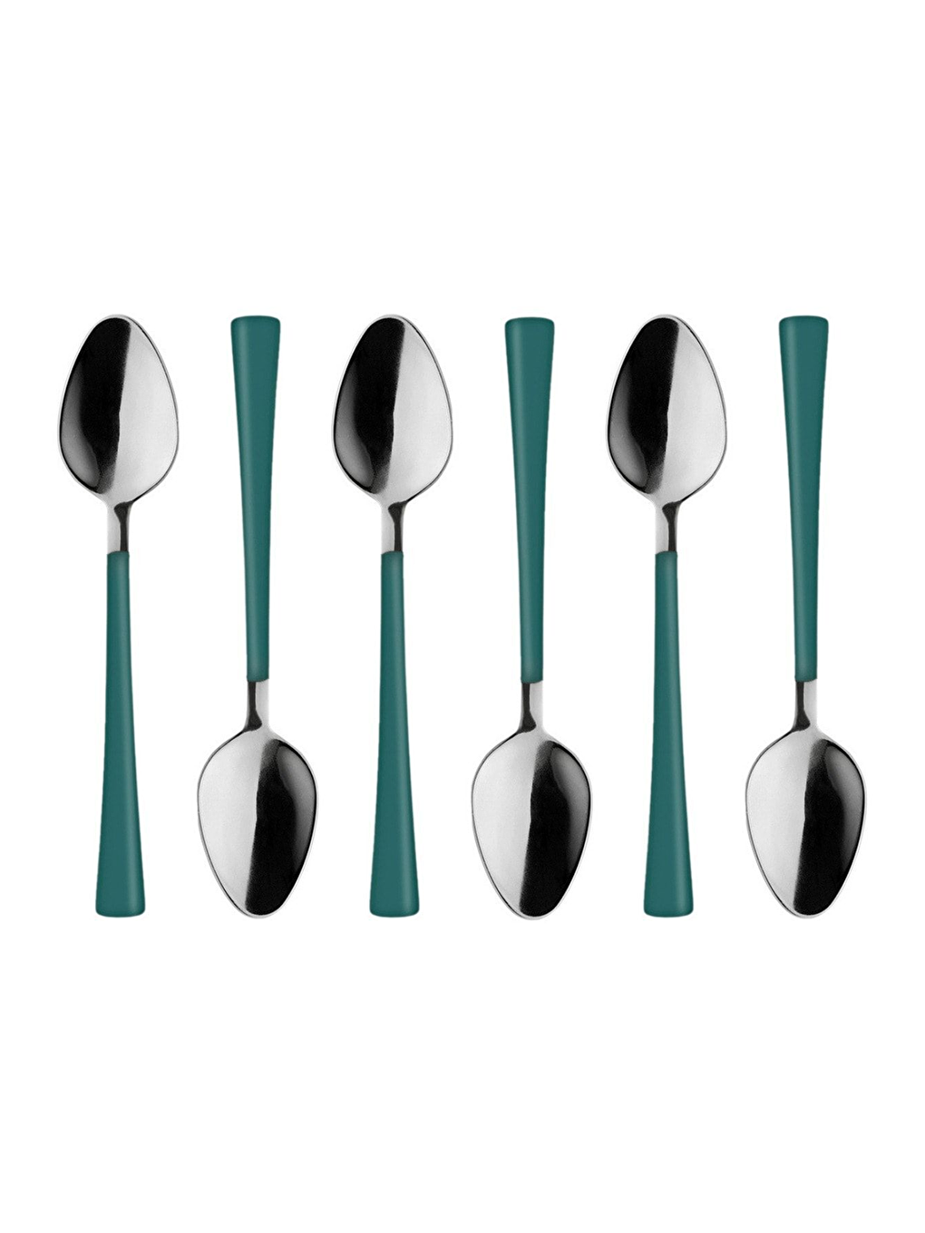 Gri Gümüş Yeşil Çay ve Kahve Kaşığı 6 Adet-3
