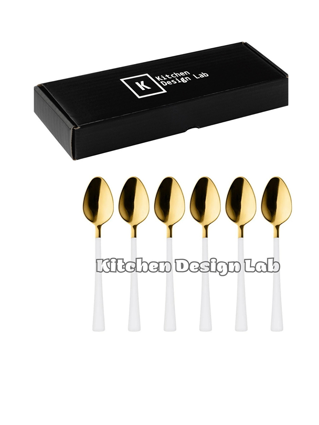 Parlak Gold Beyaz Çay ve Kahve Kaşığı 6 Adet-1
