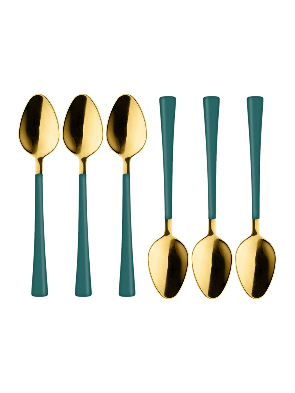 Sarı Parlak Gold Yeşil Çay ve Kahve Kaşığı 6 Adet-2