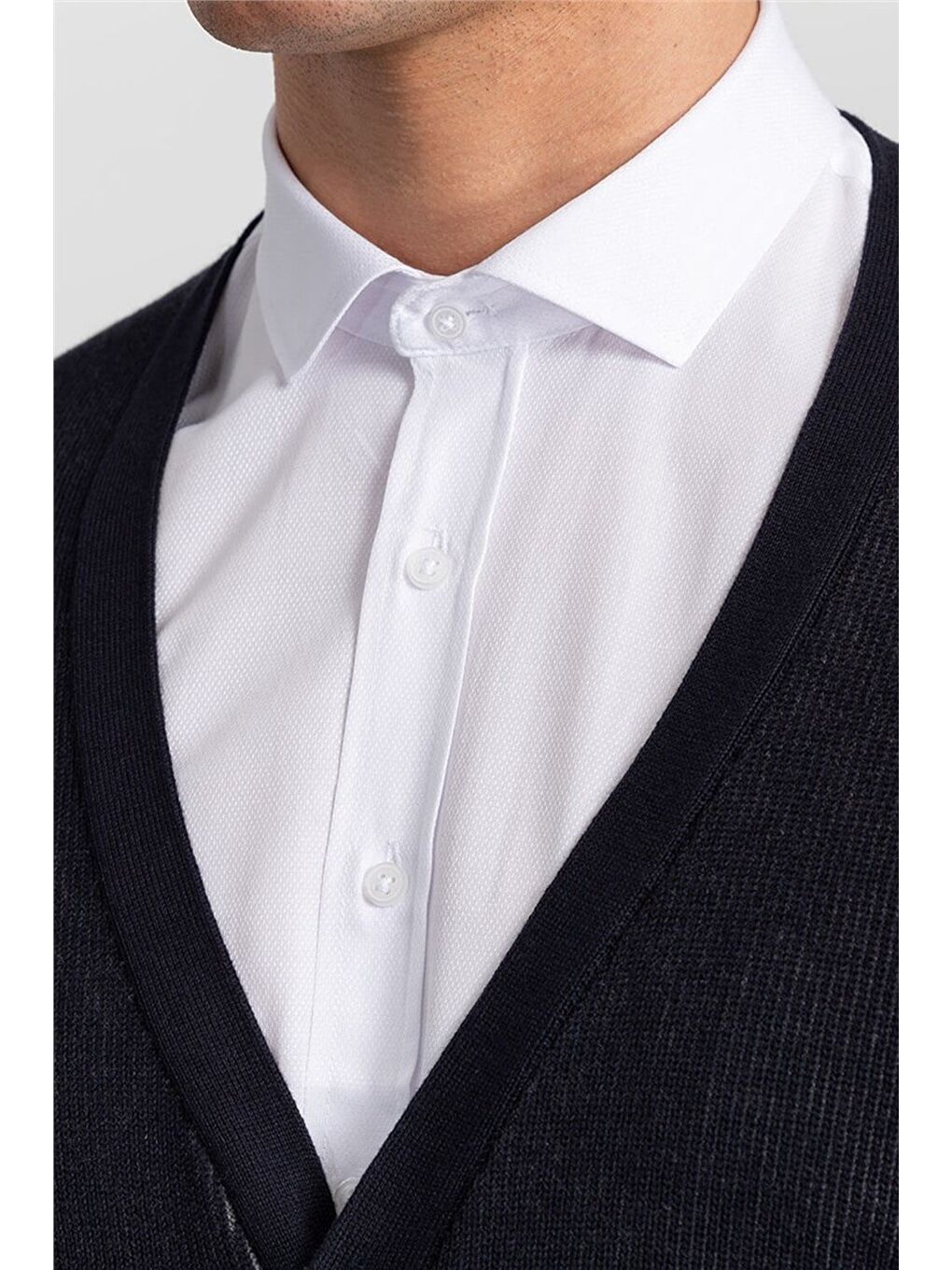 Erkek Standart Fit Normal Kesim Lacivert Hırka-2