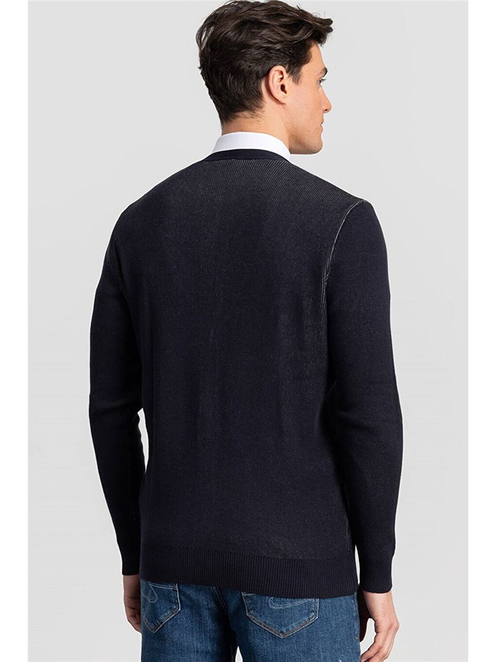 Erkek Standart Fit Normal Kesim Lacivert Hırka-3