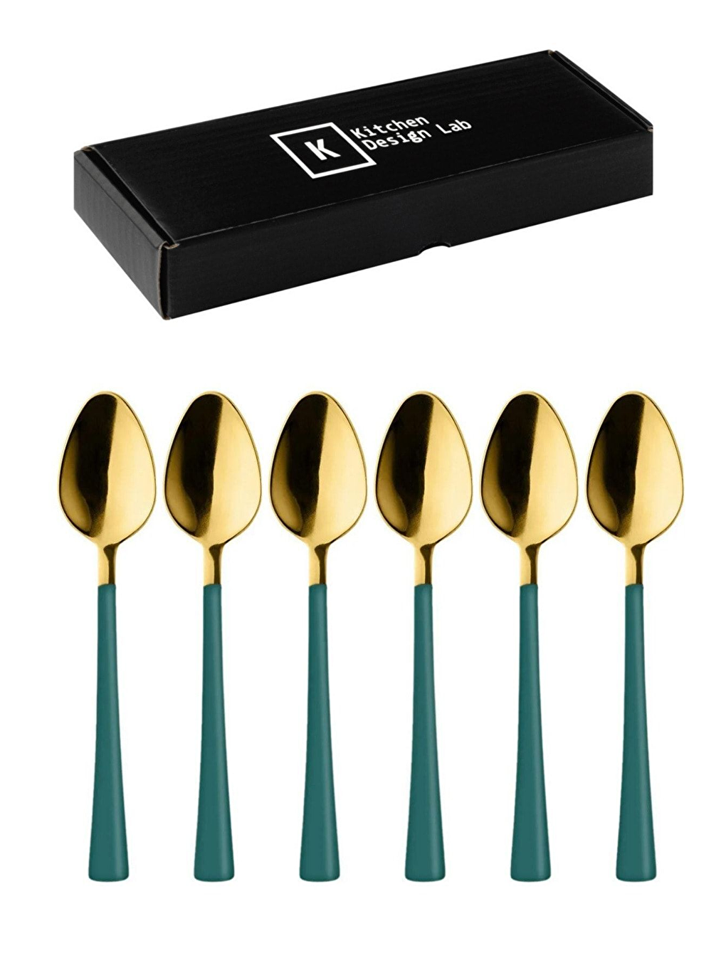 Sarı Parlak Gold Yeşil Çay ve Kahve Kaşığı 6 Adet-3