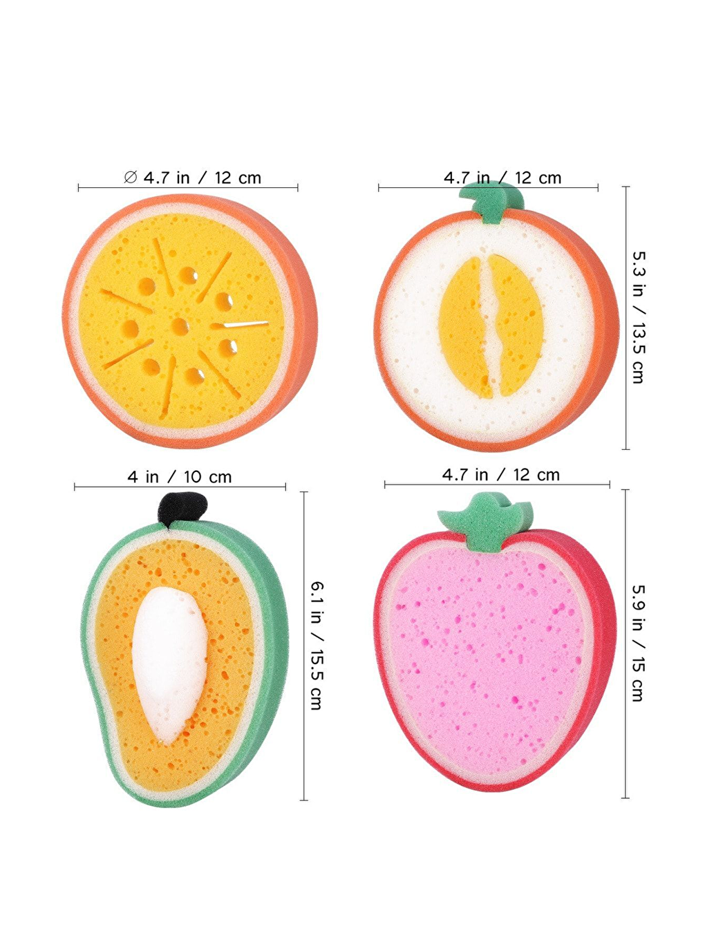 4 Adet Meyve Şekilli Sevimli Süngeri-1