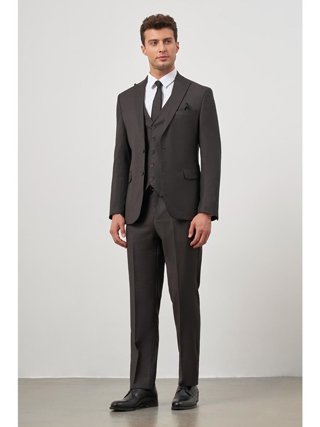 Siyah Kılıç Yaka Yelekli 6 Drop Slim Fit Classic Takım Elbise 1001245156-4