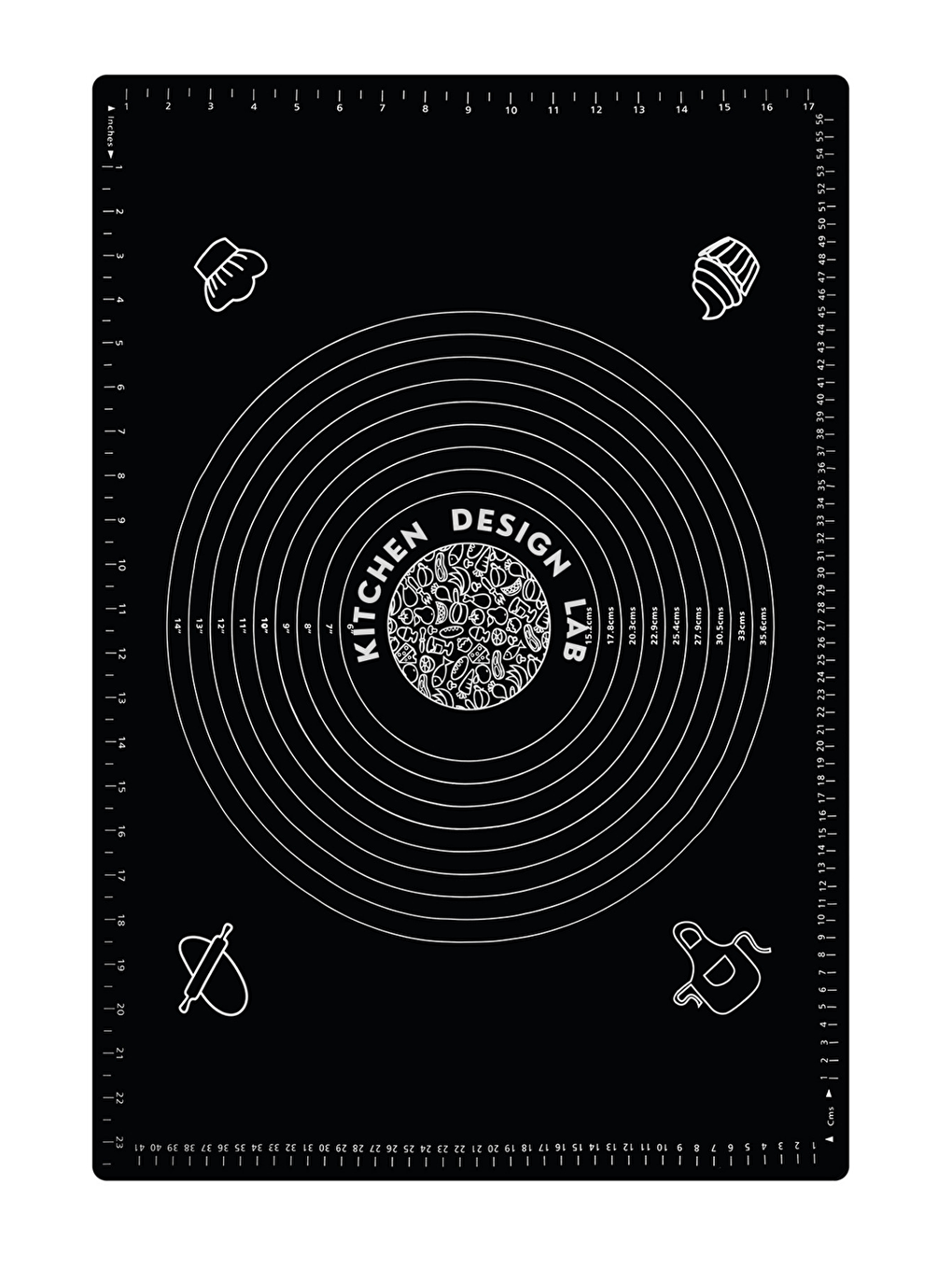 Siyah 45x65 Cm Silikon Hamur Açma Matı Ve Siyah Klasik Merdane-1