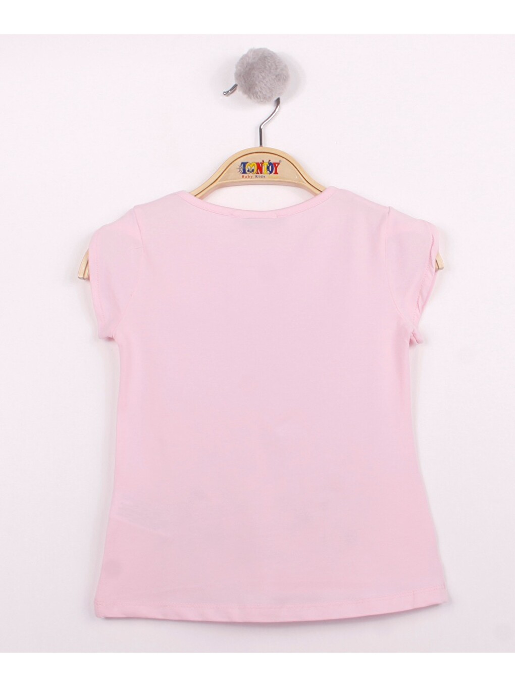 Pembe Kız Çocuk Çiçek Aksesuarlı Tişört-1
