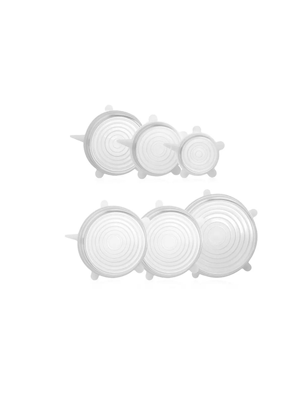 Renksiz Silikon 2 Boy Kare ve Yuvarlak Cam Saklama Kapağı 2'li ve Streç Kapak 6'lı Tencere Bonesi-4