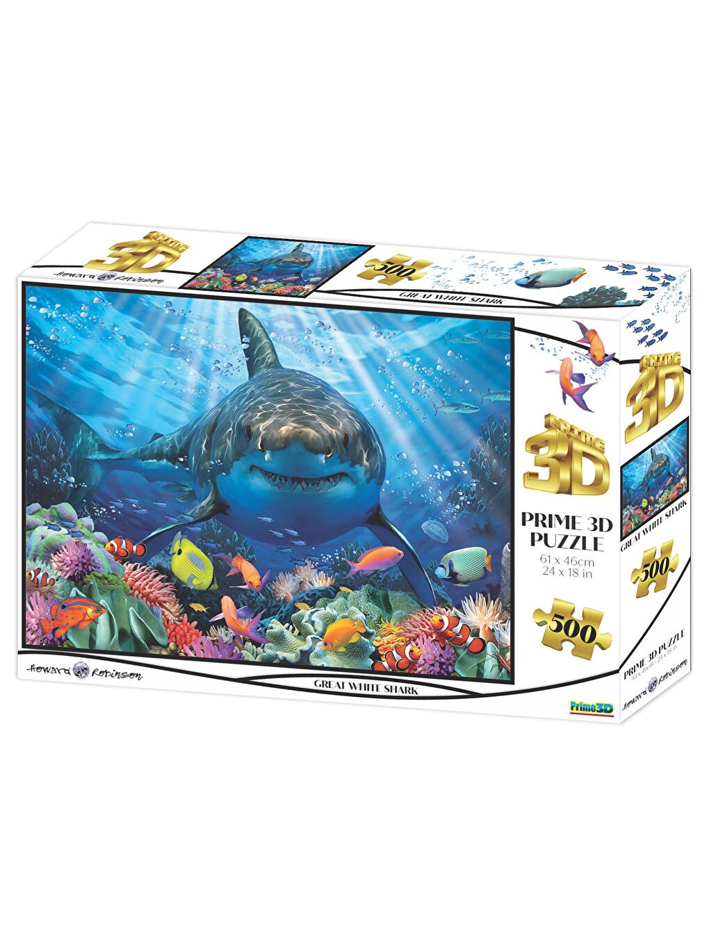 Prime 3D Renksiz Büyük Beyaz Köpekbalığı 500 Parça Yetişkin Puzzle 1036