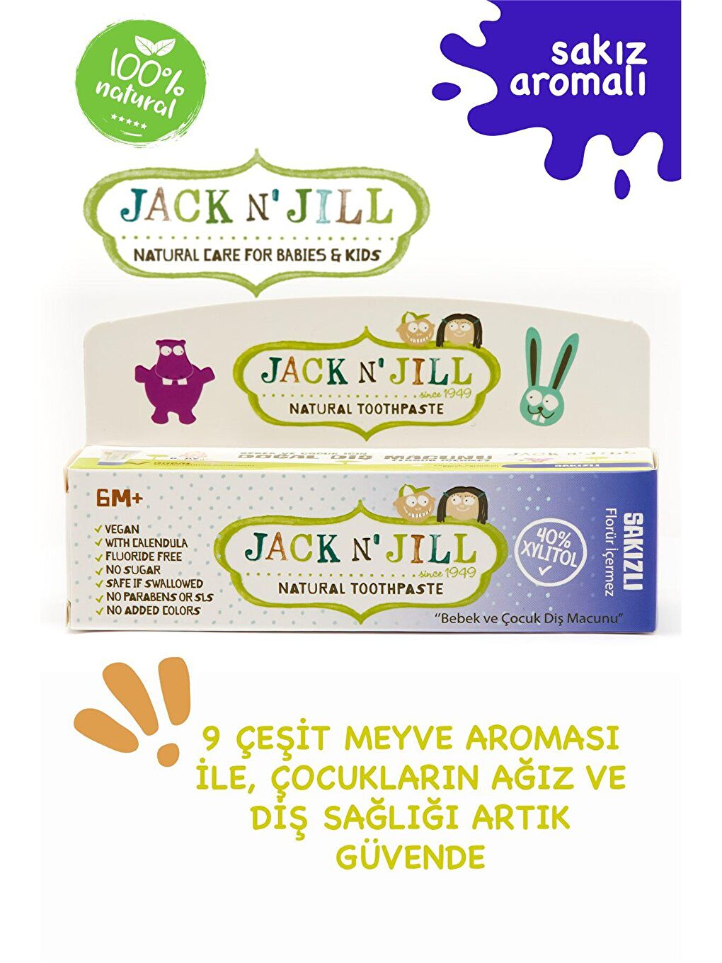 Jack N Jill Doğal Sakız Aromalı Diş Macunu 50 gr x 2 Adet-3