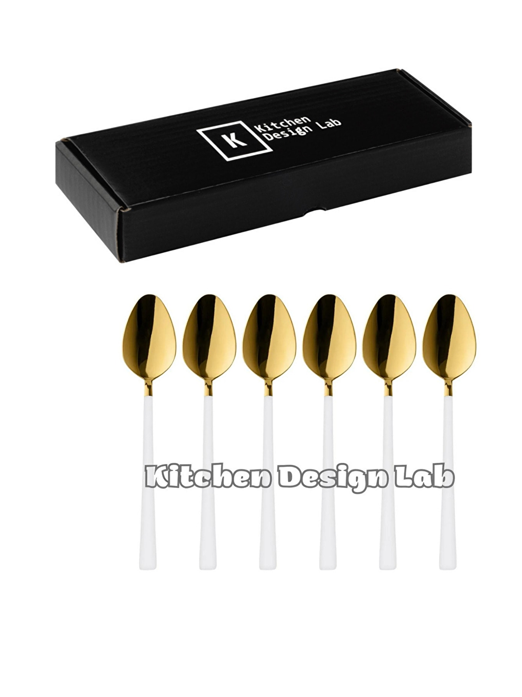 Sarı Parlak Gold Beyaz Tatlı ve Dondurma Kaşığı 6 Adet-1