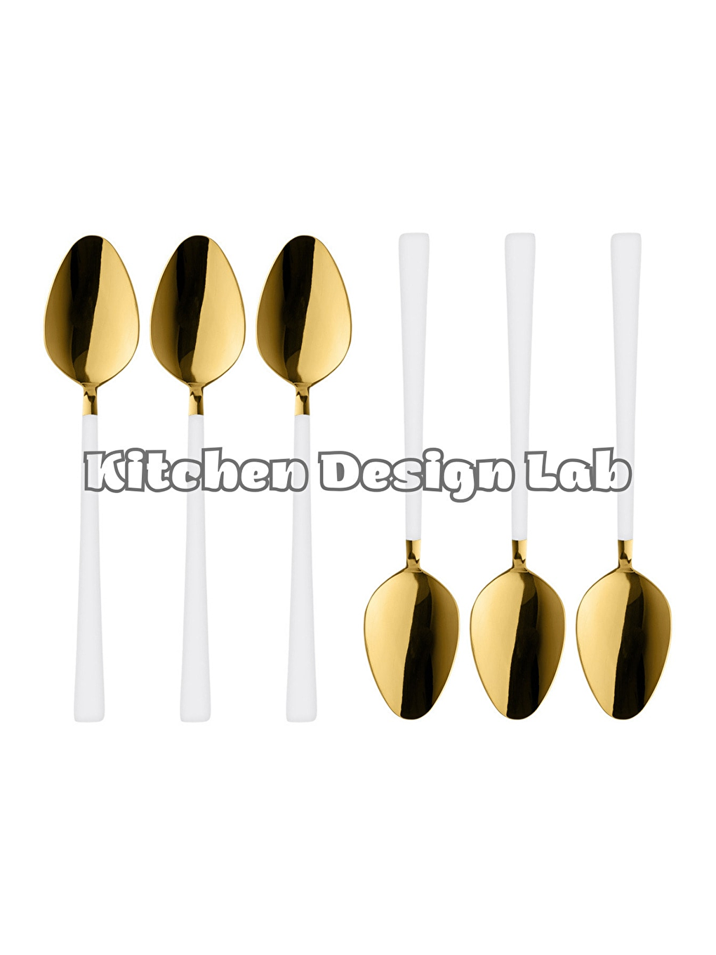 Sarı Parlak Gold Beyaz Tatlı ve Dondurma Kaşığı 6 Adet-2