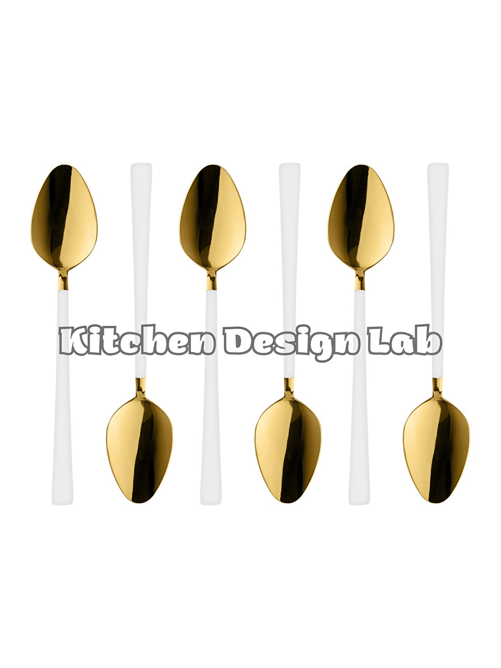 Sarı Parlak Gold Beyaz Tatlı ve Dondurma Kaşığı 6 Adet-3