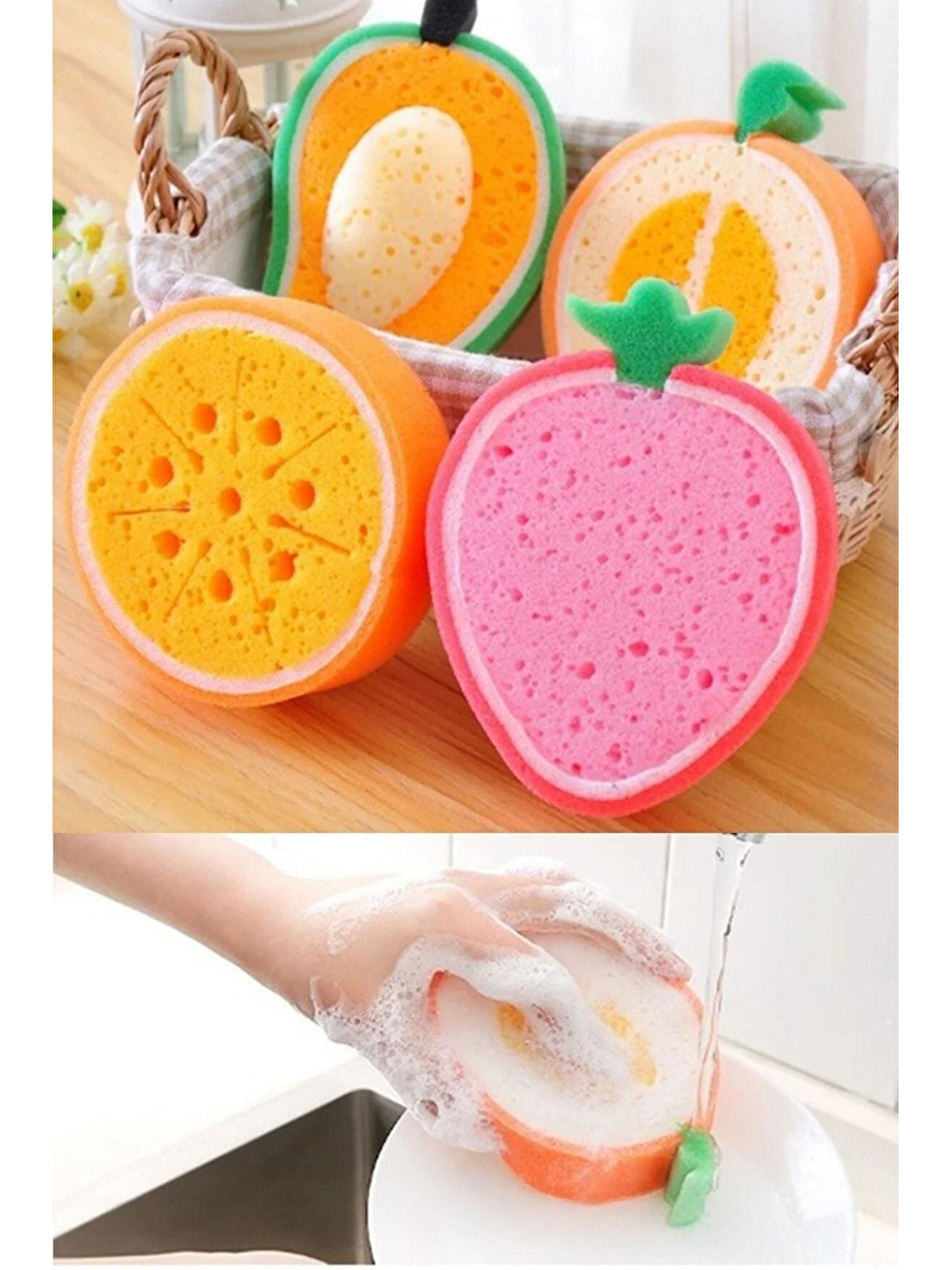 4 Adet Meyve Şekilli Sevimli Süngeri-7