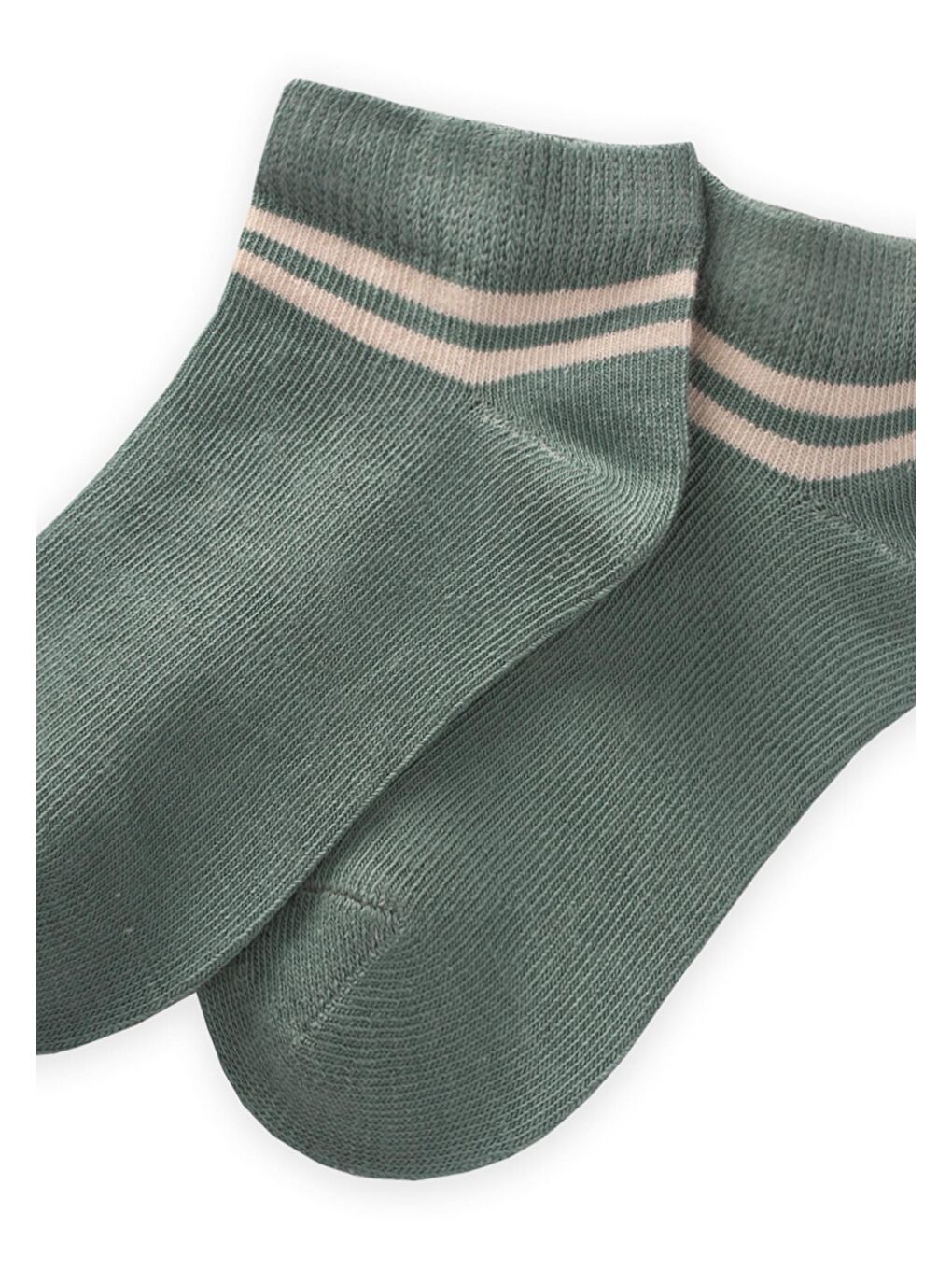 Yeşil Kız Çocuk Çizgili Patik Çorap-1