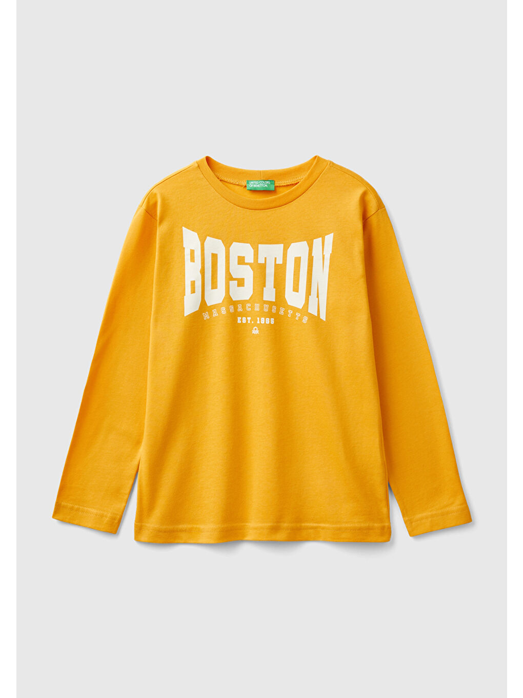 United Colors Of Benetton Erkek Çocuk Hardal Sarı Önü Baskılı Sweatshirt