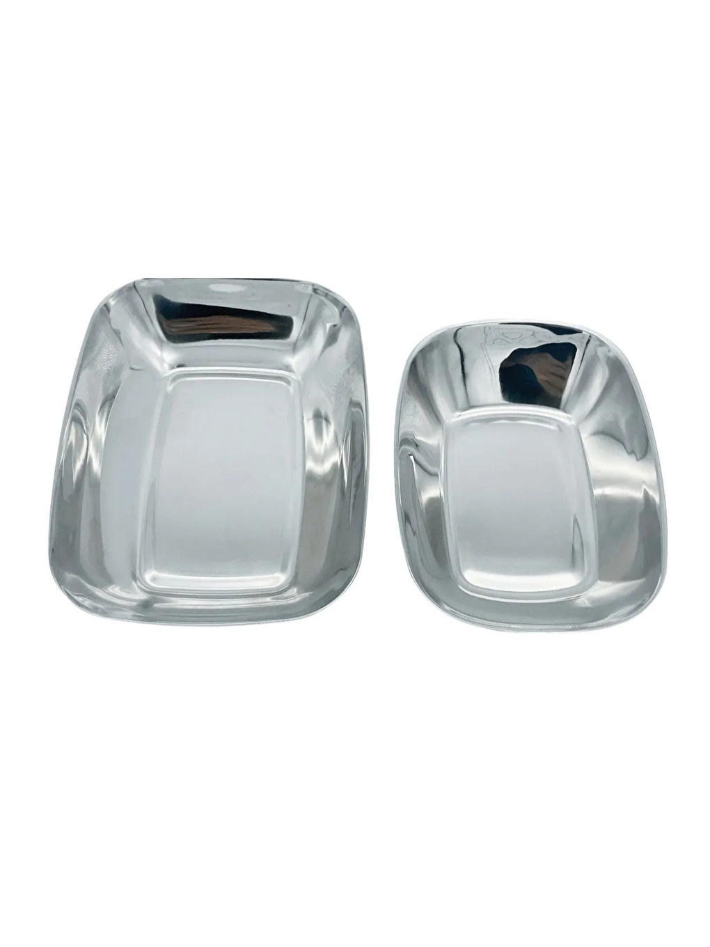 Gri Paslanmaz Çelik Kayık Tabak Kase 14 cm 2 Adet-2