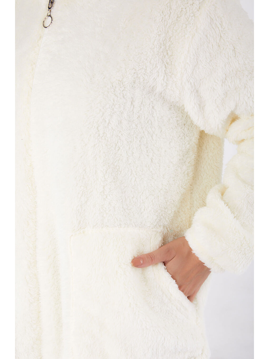 Cepli Pelüş Mont Ekru - 27818-EKRU-5
