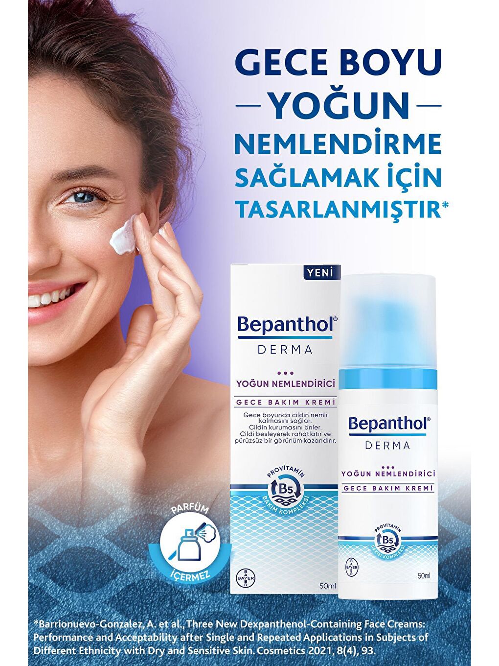 Bepanthol Şeffaf Derma Yoğun Nemlendirici Gece Bakım Kremi 50 ml - 1