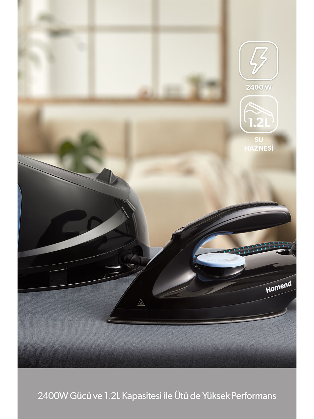 Steamwork 1169H Buhar Kazanlı Ütü Siyah Mavi-1