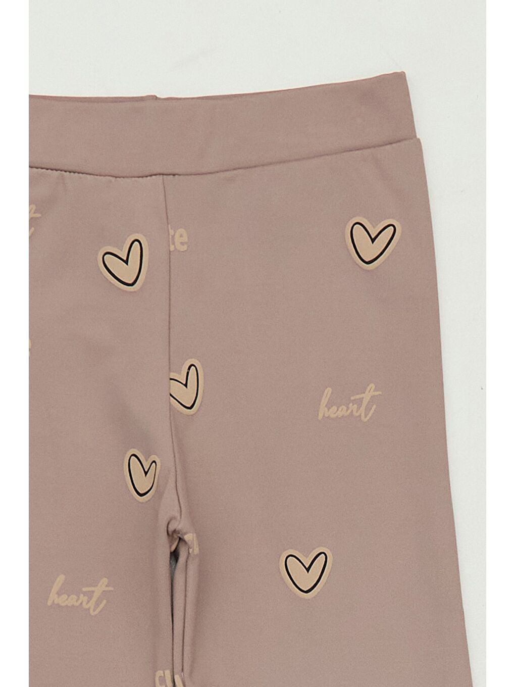 Kahverengi Kalp Baskılı Kız Çocuk Tayt-2