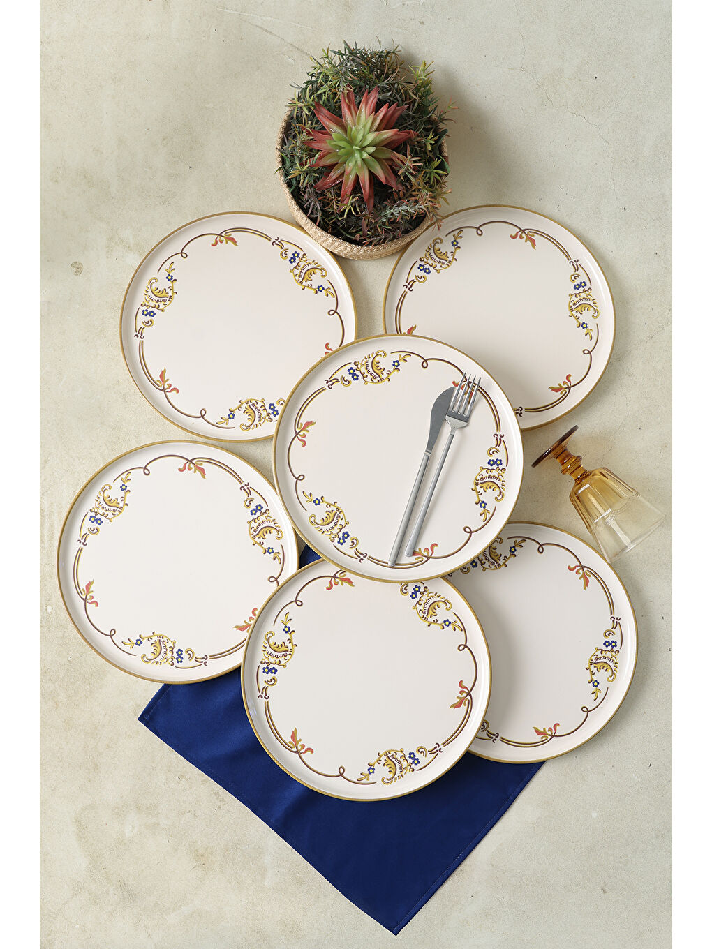 Karışık Bronze Bloom Nordic Servis Tabağı 28 Cm 6 Adet