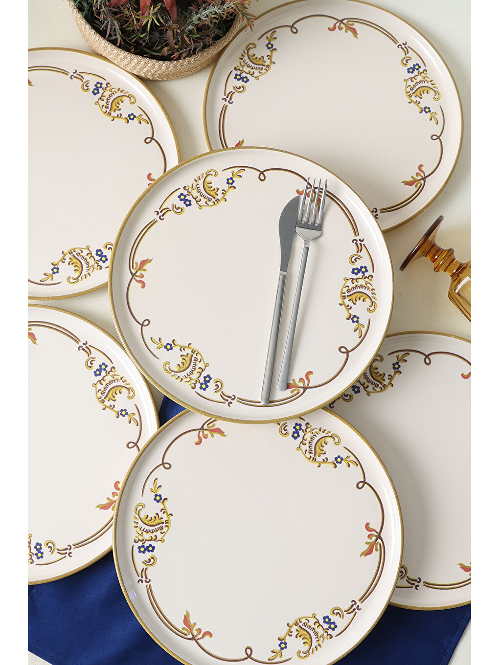 Karışık Bronze Bloom Nordic Servis Tabağı 28 Cm 6 Adet-2