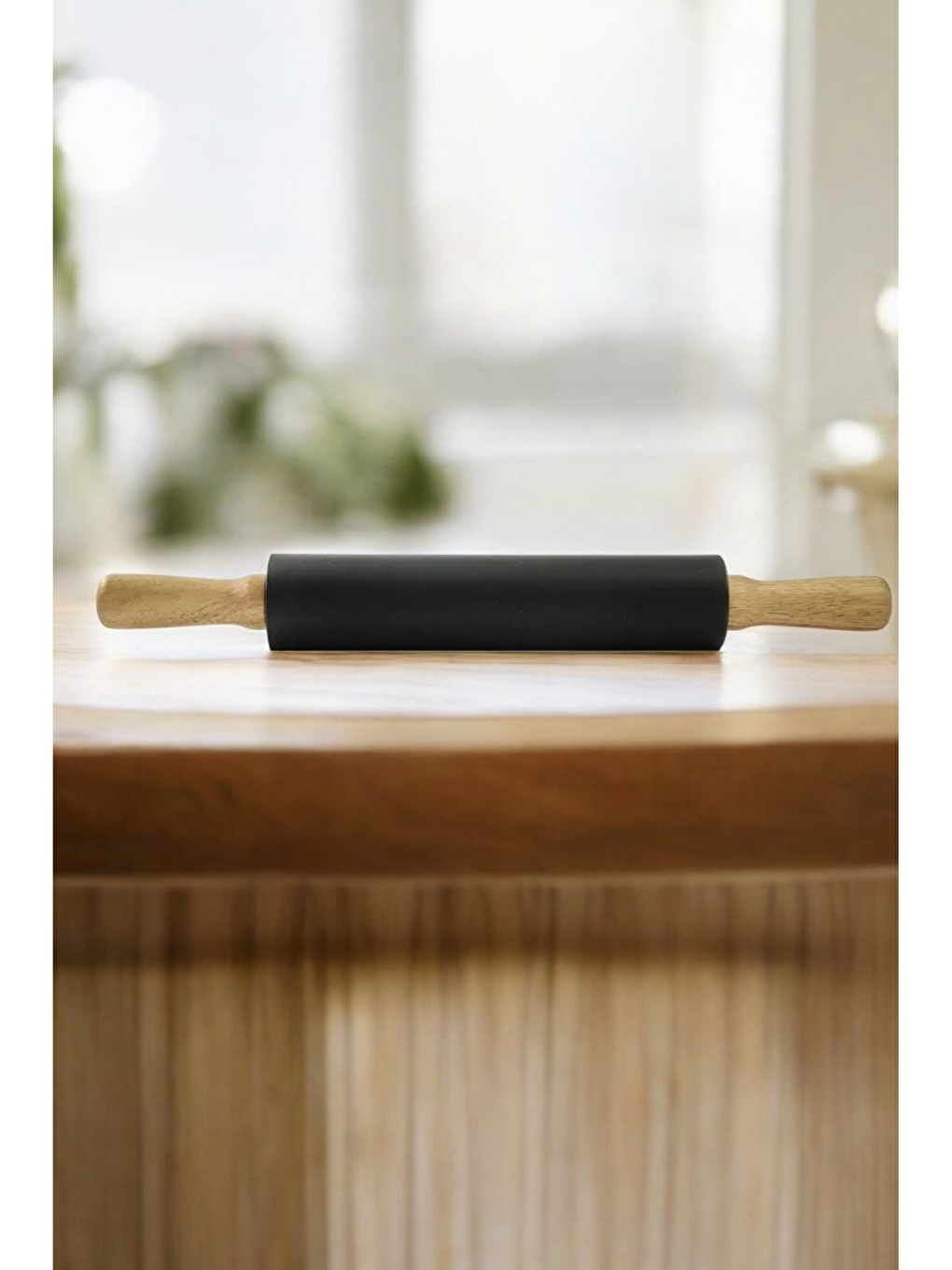 Gri 45x65 Cm Silikon Hamur Açma Matı Ve Siyah Klasik Merdane-2