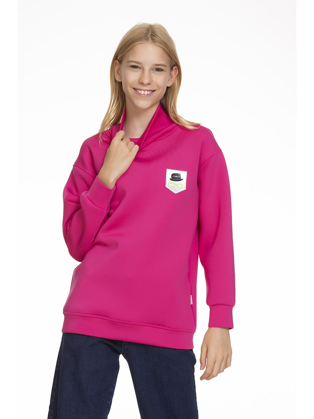 Fuşya Kız Çocuk Scuba Kumaş Sweatshirt Px1461.2-2