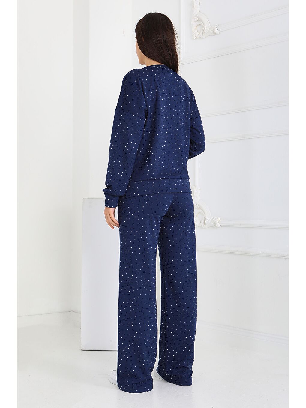 Taşlı Modal İkili Takım Lacivert - 27868-LACIVERT-1