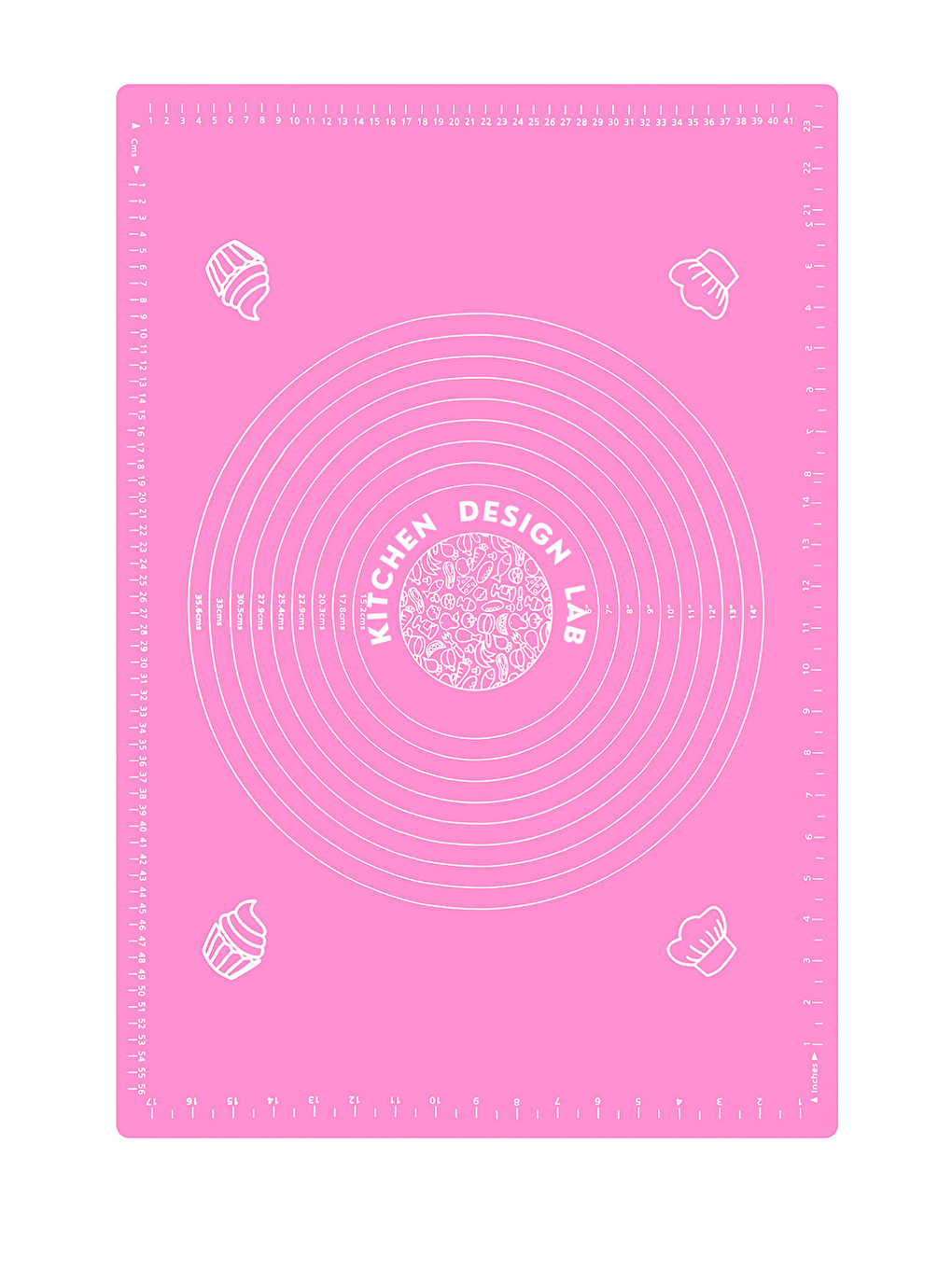 Pembe 45x65 Cm Silikon Hamur Açma Matı Ve Siyah Klasik Merdane-1