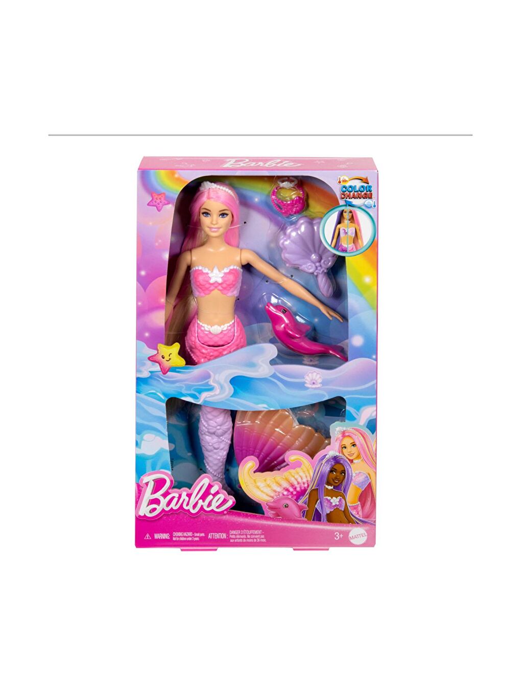 BARBIE Beyaz-Renklibaskı Renk Değiştiren Deniz Kızı ve Aksesuarları