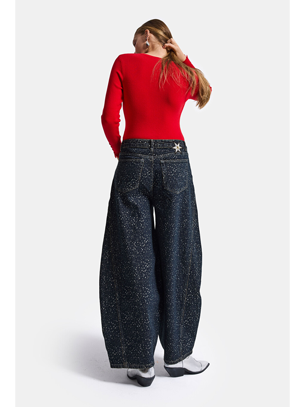 Mavi Kadın Koyu Jean 1w6-8 Baggy Fit Özel Kumaş Aksesuar Detaylı Tasarım Denim Jean-4