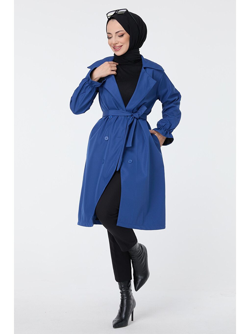 Gömlek Yaka Kadın Mavi Trenç - 23109