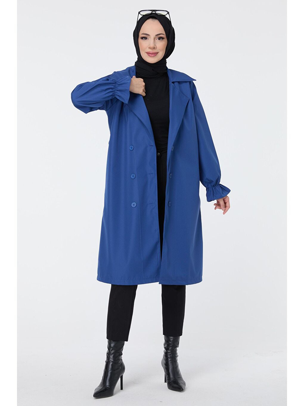 Gömlek Yaka Kadın Mavi Trenç - 23109-1