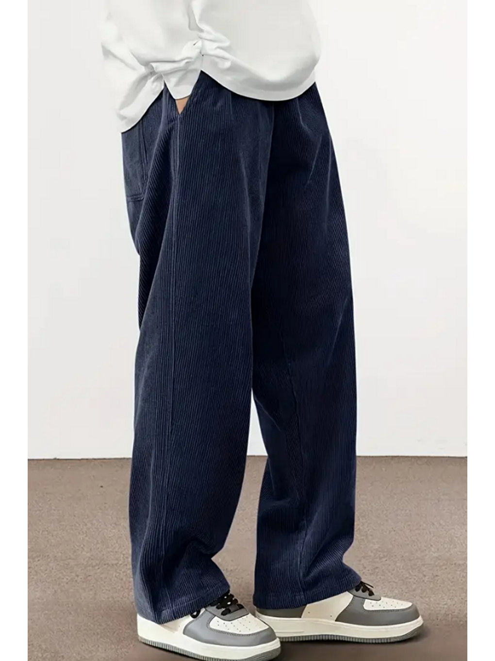 Lacivert Erkek Kadife Wide Leg Pantolon