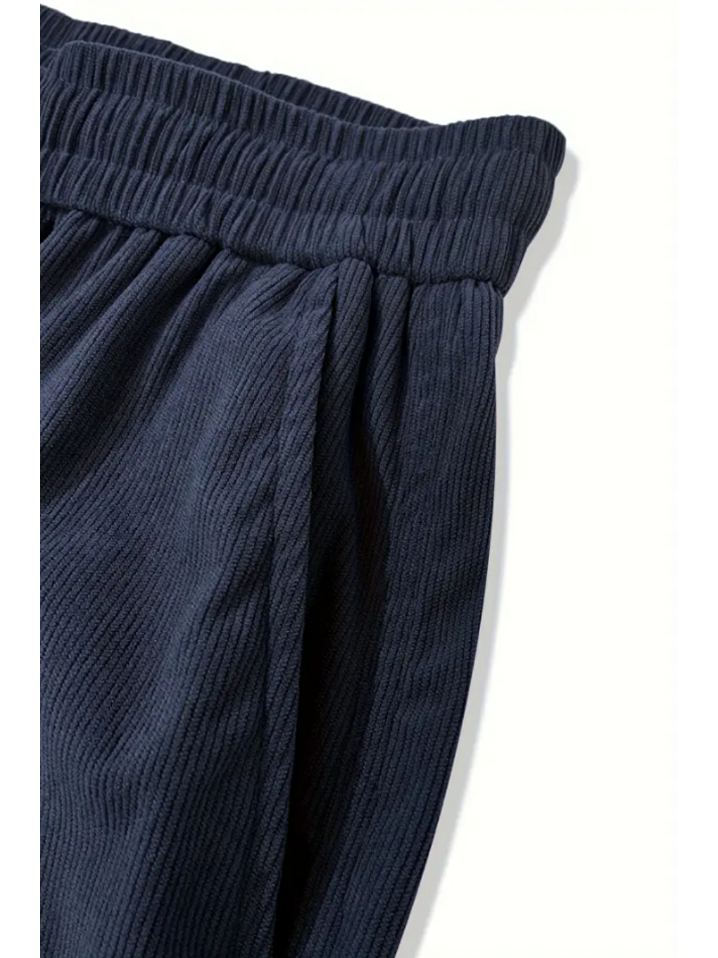 Lacivert Erkek Kadife Wide Leg Pantolon-1