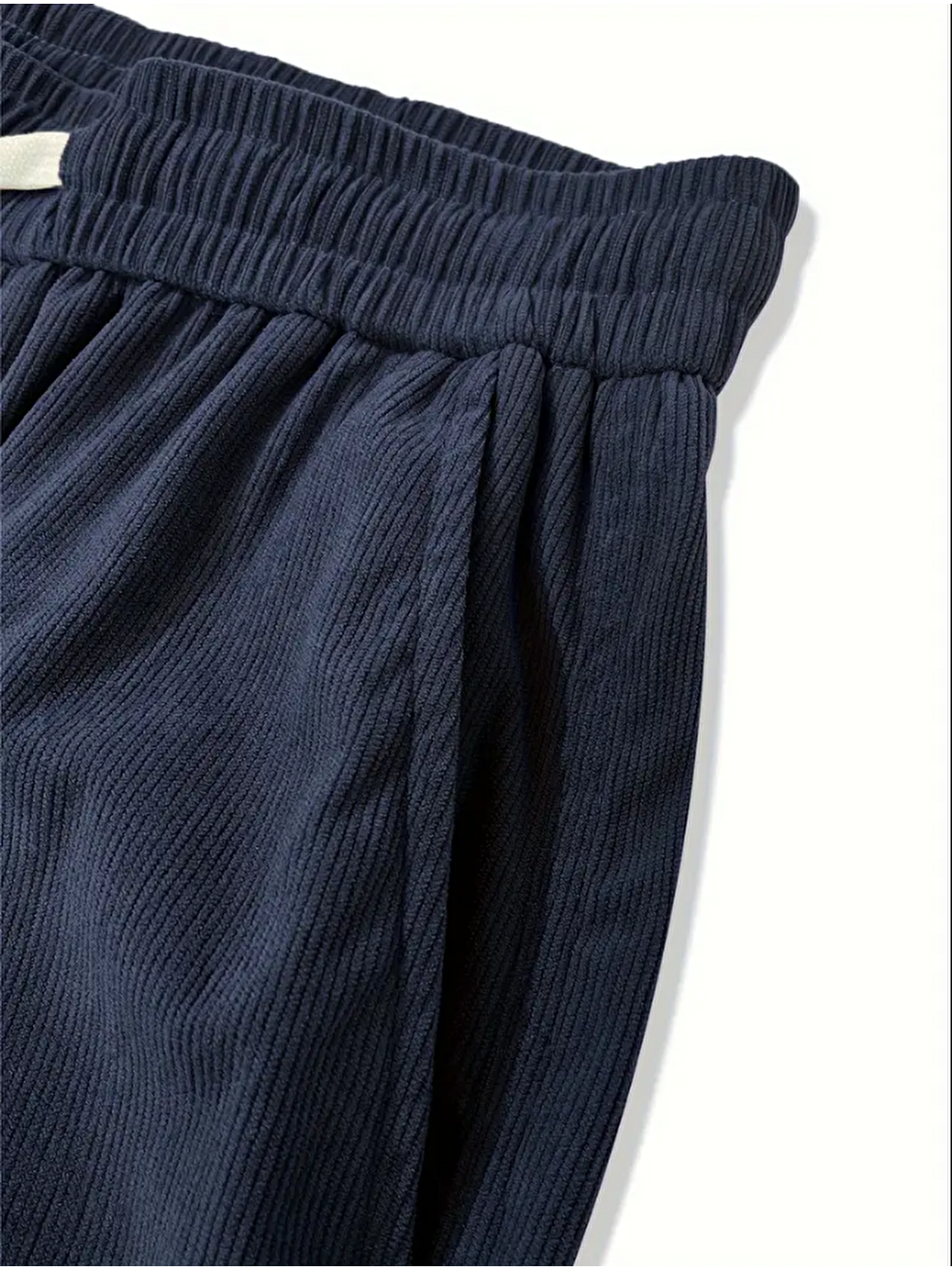 Lacivert Erkek Kadife Wide Leg Pantolon-2