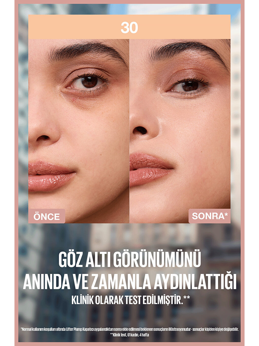 Lifter Kafein ve Peptitler İçeren Nemlendiren ve Aydınlatan Kapatıcı - 30-3