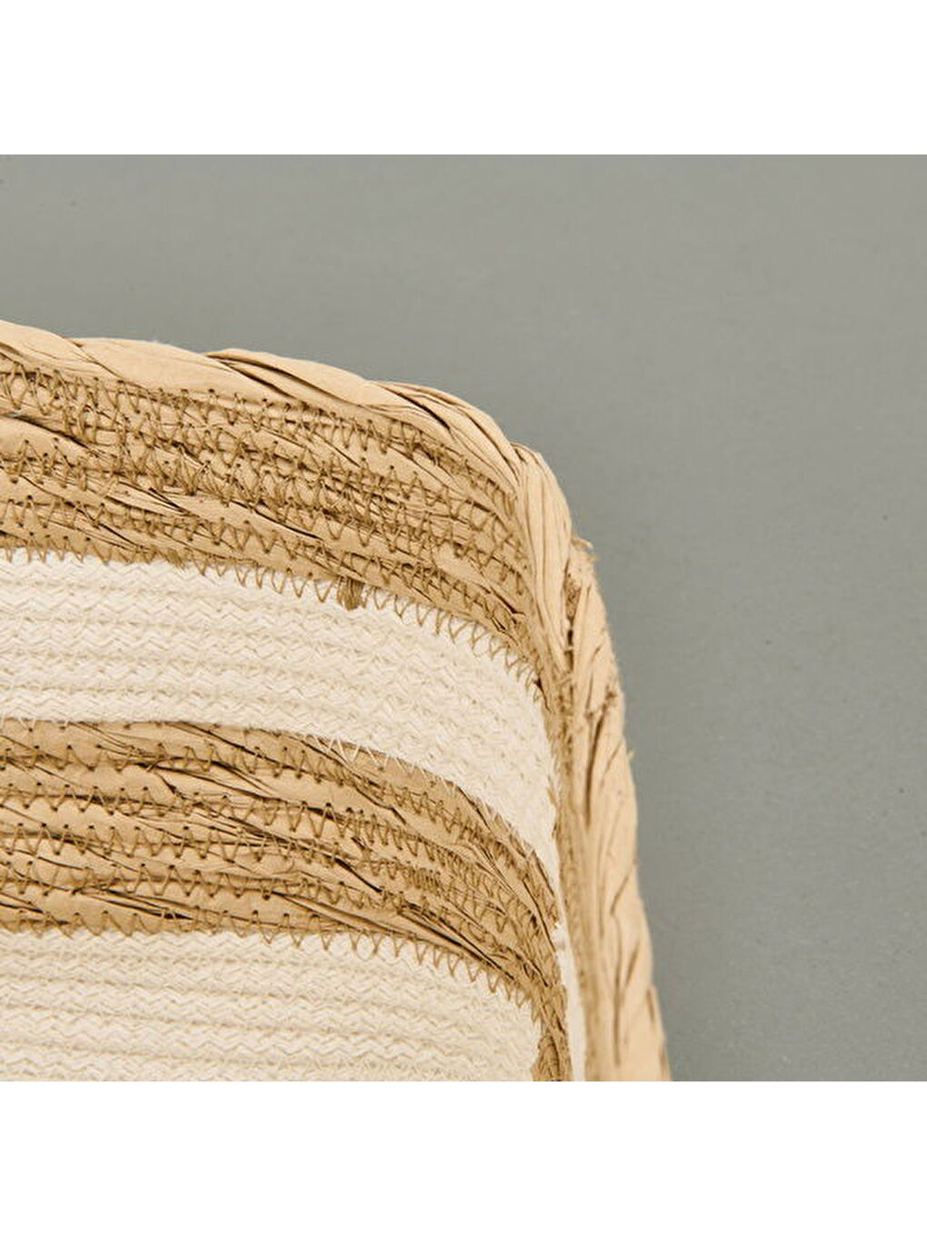 Karışık Living Boho Style Büyük Kağıt İp Sepet - Bej / Beyaz - 28x28x14 cm-1