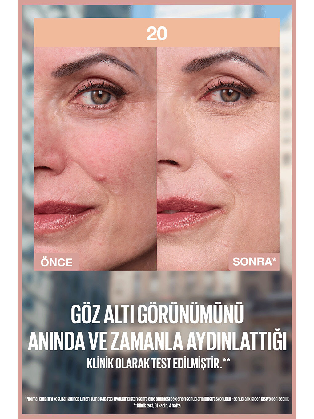 Lifter Kafein ve Peptitler İçeren Nemlendiren ve Aydınlatan Kapatıcı - 20-3