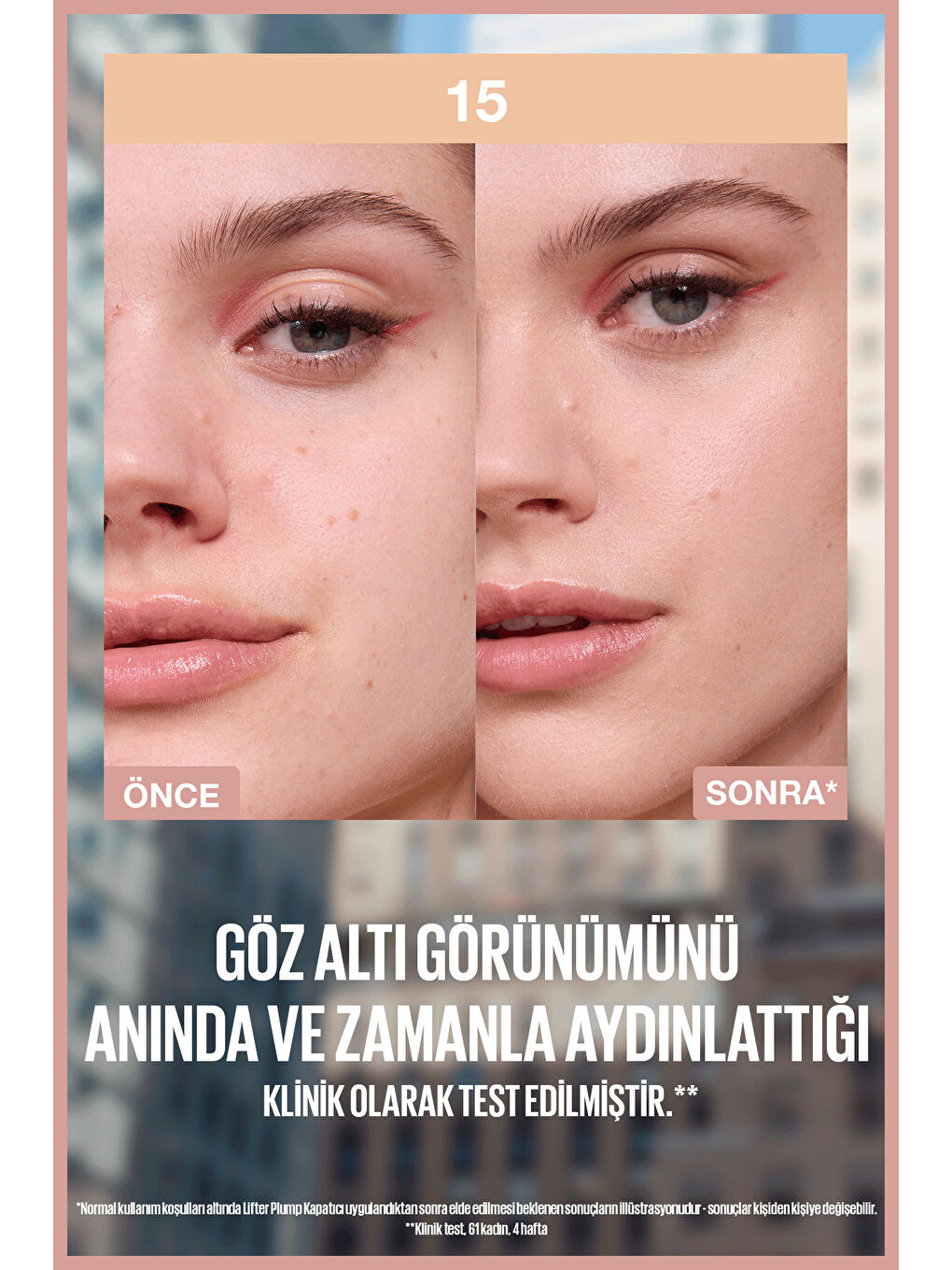 Lifter Kafein ve Peptitler İçeren Nemlendiren ve Aydınlatan Kapatıcı - 15-3